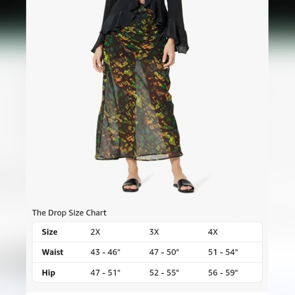 The Drop Sheer Low Slung Multi Color Skirt With Mini Slip Size 3X NWT - Picture 5 of 6